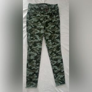 Old Navy Rockstar Womens Jeans Size 0 Green Camo Mid Rise Stretch Skinny